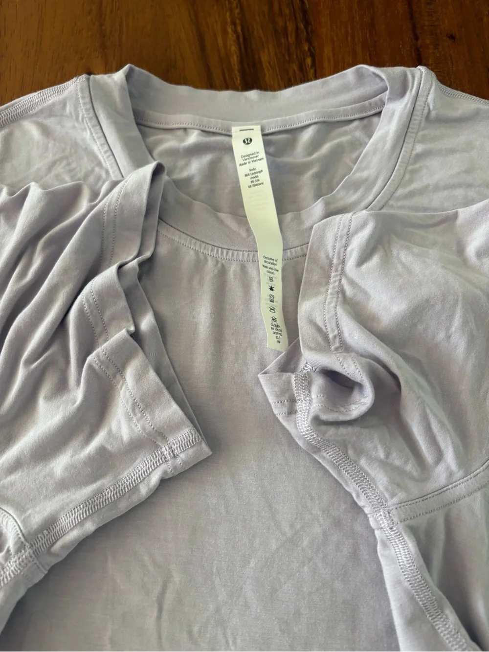 Lululemon Modal-Silk Blend Tie-Front Yoga T-Shirt In Faint Lavender Size 10